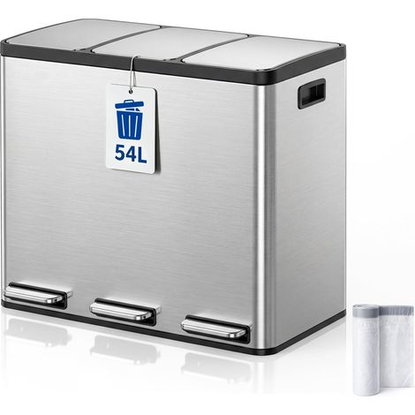 Poubelle Cuisine 54L, 3x18L, 3 Bacs Poubelle de Tri Sélectif (1/5)