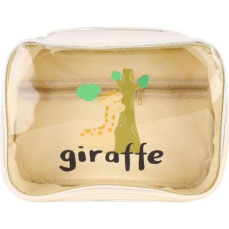 Trousse de toilette transparente beige, légère et grande capacité, idéale pour salle de bain et voyages, jolie pochette de maquillage claire (1/5)