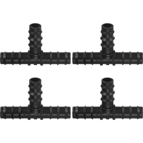 Lot de 4 Raccords en T pour Tuyau d'Arrosage 20mm, Connecteur Goutte à Goutte en PP Noir pour Système d'Irrigation, Pièces et Raccords de Tuyau Polyéthylène Robustes pour Jardin (1/5)