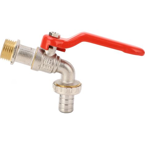Robinet d'arrosage fileté mâle G1/2" entrée G3/4" sortie en laiton anticorrosion avec étanchéité optimale pour machine à laver