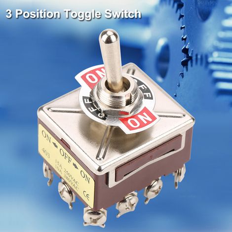 Interrupteur à bascule 3 positions ON/OFF/ON, 4PDT, 12 broches, 12 mm, 15A/250VAC, 10A/380VAC (1/5)