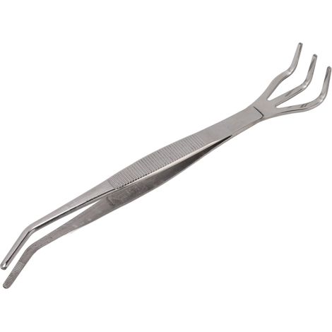 Râteau à racines avec pince à épiler, 3 dents, acier inoxydable, pour ameublir la terre, outil pour bonsaï avec manche ergonomique, courbé (1/5)