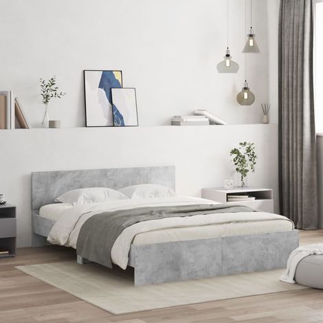 vidaXL Giroletto con Testiera Grigio Cemento 140x200 cm