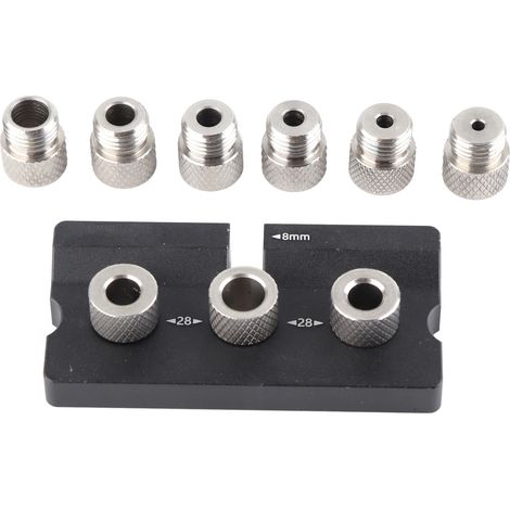 Guide de perçage pour chevilles en bois 3-en-1, poinçon de positionnement, outil de menuiserie noir (1/5)