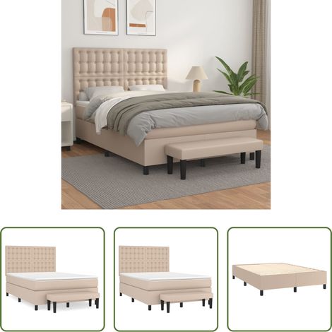 vidaXL Taschenfederkern Matratze - Boxspringbett Matratze Cappuccino-Braun 140x190cm Kunstleder (1/5)