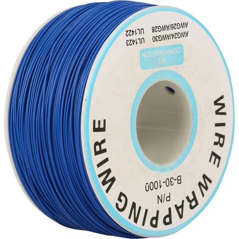 1 rouleau de fil enroulé, fil de cuivre monobrin 30AWG, diamètre du noyau 0,25 mm (bleu) (1/5)