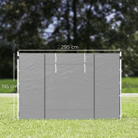 Rideaux de pavillon, lot de 2, pour pavillons de jardin de 3 x 6 m ou 3 x 3 m, avec fenêtres et portes, gris clair (1/5)