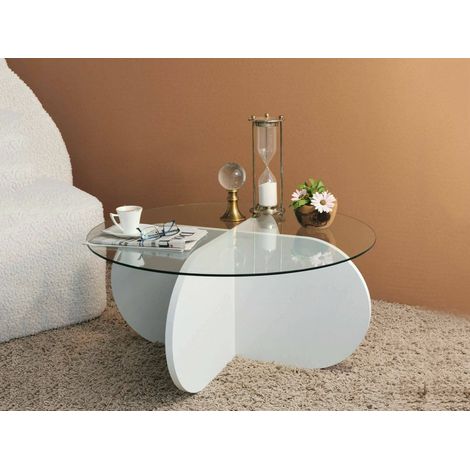 Dmora - Wohnzimmertisch Doliveir, Niedriger Wohnzimmertisch, Kaffeeregal, Couchtisch für Sofa, 75x75h35 cm, Weiß (1/5)
