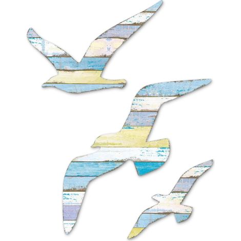 Mouette Decoration Murale 3 Pièces Deco Murale Bois Rétro Decoration Theme Marin Exquis Deco Murale Style Marin Déco Maison Convient pour Maison, Salon, Chambre D'Enfants (1/5)