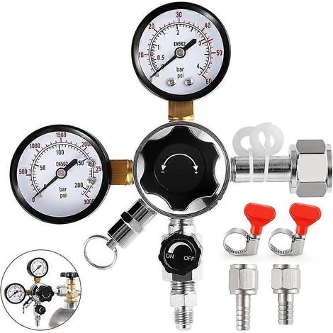 CGA 320 Keg Regulator Dual Stage Gauge CO2 Regulator Kegerator Pressure Regulator 1 4 pouces 5 16 pouces Connectors (1/5)