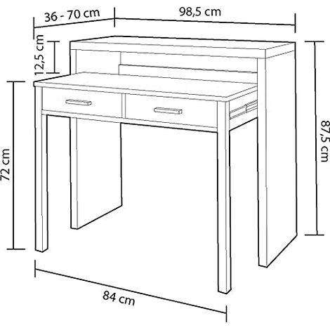 Scrivania Allungabile Con 2 Cassetti Tavolo Consolle Estensibile Studio Salvaspazio Con Ripiano Ideale Disegno Soggiorno Camera Salotto Ingresso Corridoio 99 x 88 x 36 Cm (Bianco Rovere Chiaro) - Colo
