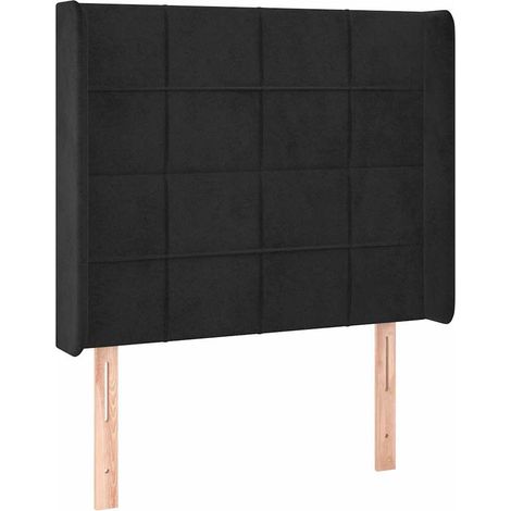 Tête de lit avec oreilles, Résistante et économique, Panneau de lit, Noir 103x16x118/128 cm Velours OIB3271E (1/5)