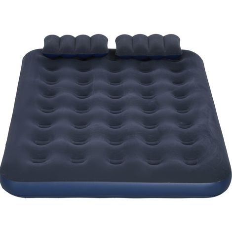 Materasso gonfiabile matrimoniale blu 203 x 152 x 22 cm con pompa manuale e cuscini HOMVRA (1/4)