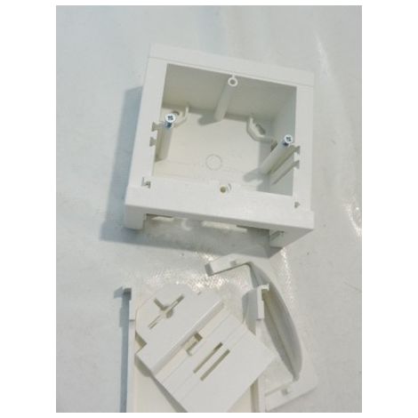 Support universel 60mm blanc pour pose appareillage mural en saillie avec adaptateur pour moulure ATA / LF HAGER ATA806099010 (1/3)