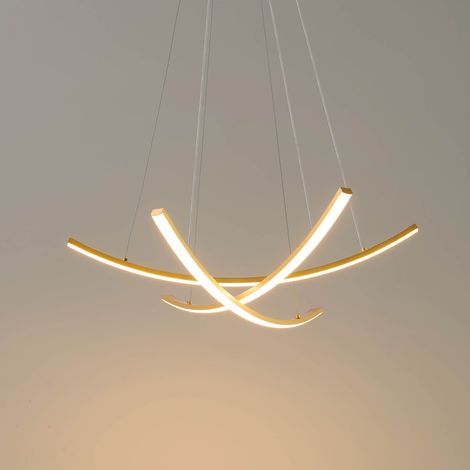 Goldene LED-Hängeleuchte im gekreuzten und gebogenen Design - Heidi