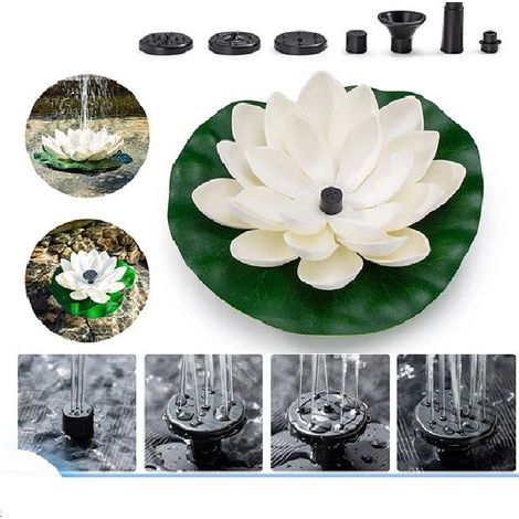 Pompe pour fontaine avec effet de feuille de lotus flottante, idéale pour les bains d'oiseaux, les petits bassins, les piscines, les aquariums et autres espaces extérieurs.