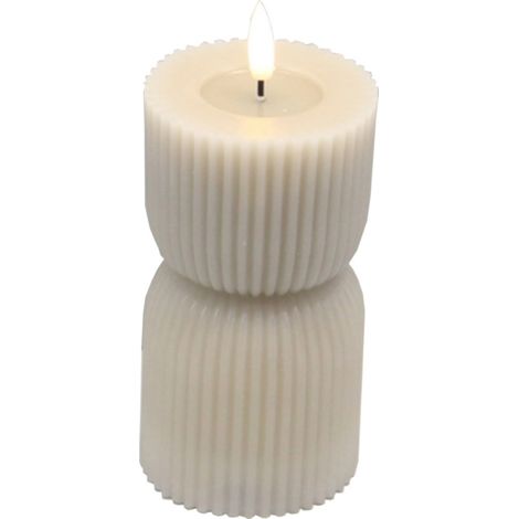 Luxe Collection Natural Glow 2.75 x 6 Stone Carved LED Candle - Plastic/Wax - L7 x W7 x H15 cm