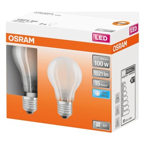 Led Std Full Glass 10w E27 Blanco Frío Caja 2 - Osram
