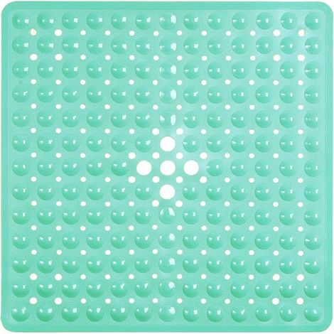 Alfombrilla de ducha antideslizante con ventosas - 53 x 53 cm - Material de PVC - Resistente al moho y lavable a máquina - Transparente - Blanca (1/5)