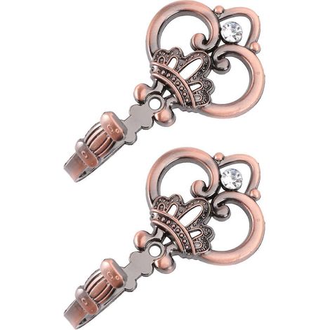 Crochets muraux en alliage de zinc, compatibles avec les rideaux, pour usage domestique, 1 paire, motif couronne rouge (1/5)