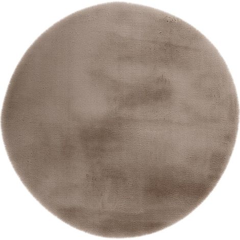 Tapis Uni Rond Doux à Poils Longs "Rabbit" Taupe 160 x 160 cm (1/5)