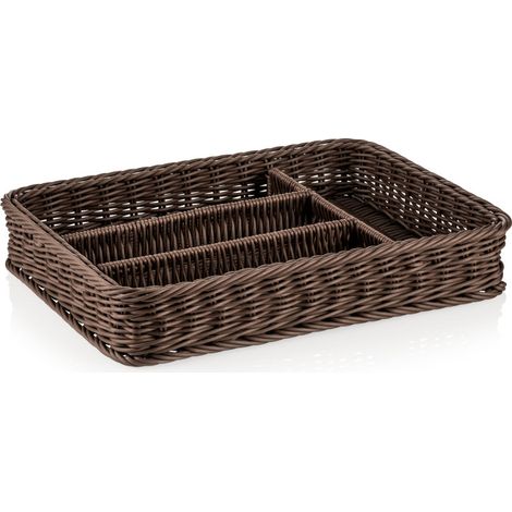 Panier à couverts avec séparations 40 x 30 cm H 6,5 cm brun foncé polypropylène WEAVER PRO - Was Germany (1/2)