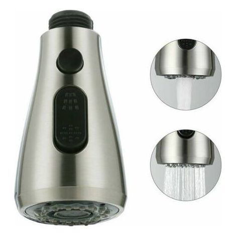 Pommeau de douche extractible pour évier de cuisine, buse de robinet mélangeur professionnelle, avec 2 modes de jet (effet brossage). (1/5)