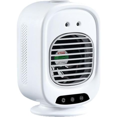 Ventilador portátil con función de nebulización y oscilación, color blanco marfil – 3 en 1 recargable por USB para coche, oficina o dormitorio – Mini aire acondicionado personal con humidificador (1/5)