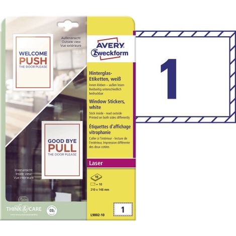 ADHESIVOS DOBLE CARA PARA VENTANAS 210X148 MM 10 HOJAS POR PAQUETE AVERY L9002-10