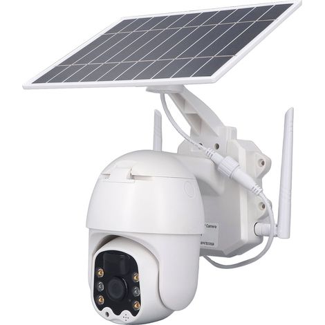 Caméra de surveillance sans fil 3MP 1080P HD, détection de mouvement PIR 360°, panneau solaire, usage extérieur, version 4G UE, pour hall, étanche, vision nocturne, pack de 1. (1/5)