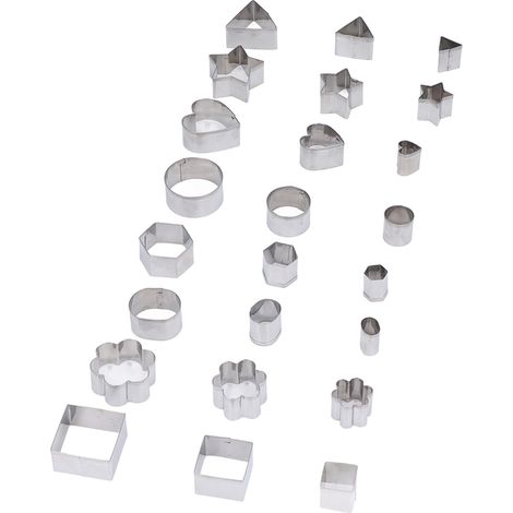 Set mit 24 Ausstechformen aus Edelstahl in verschiedenen Formen zum Backen (1/5)