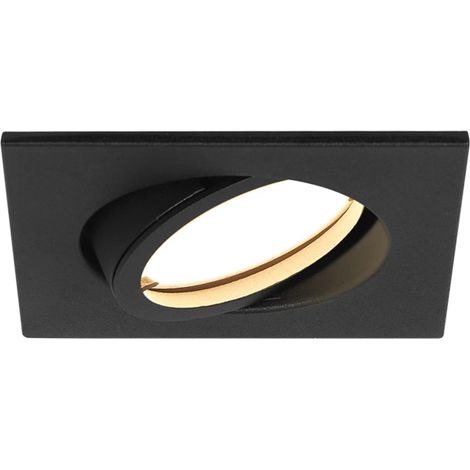 Spot LED encastrable ultra plat 425 lumens 230 V 5 W Intensité variable Boîtier carré Orientable Noir (1 pièce - blanc chaud) (1/5)