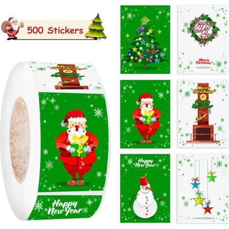 Weihnachtsaufkleber - Festliche Dekoration - 500 Stück - Papier - Rechteckig - Selbstklebend (1/4)
