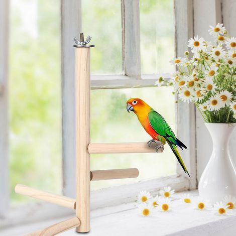 Support en bois pour cage à oiseaux, perchoir pour perroquets, perruches, inséparables, calopsittes, etc. (1/5)