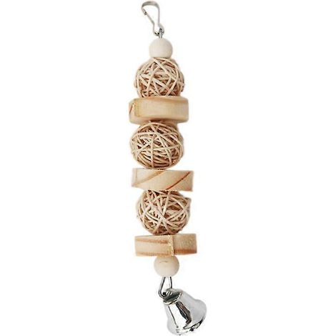 Jouet à mâcher pour oiseaux : boule en rotin, blocs en bois pour perruche et calopsitte - jouet d'éveil et divertissement - 1 pièce.