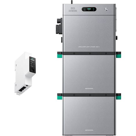 Zendure SolarFlow 2400 AC+ – Stockage AC 2400W, 2,4 kWh extensible à 16,8 kWh, Plug & Play, 2400VA. avec Compteur intelligent 3CT-S, avec 2xAB3000L (5.76 kWh)