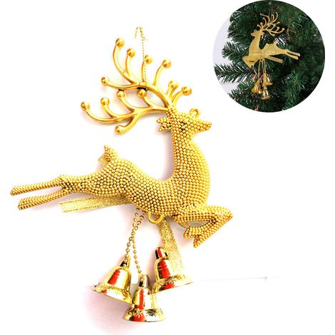 Garniture De Décoration De Noël - 6 Pendentifs Cerf Creux Avec Clochette - Pour Arbre De Noël Porte Fenêtre Mur Ou Bureau (1/5)