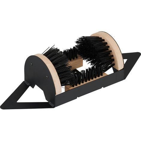 Relaxdays boot scraper with 360° brushes, outdoor shoe cleaner, sturdy bristles, floor mounting, black/natural (1/5)