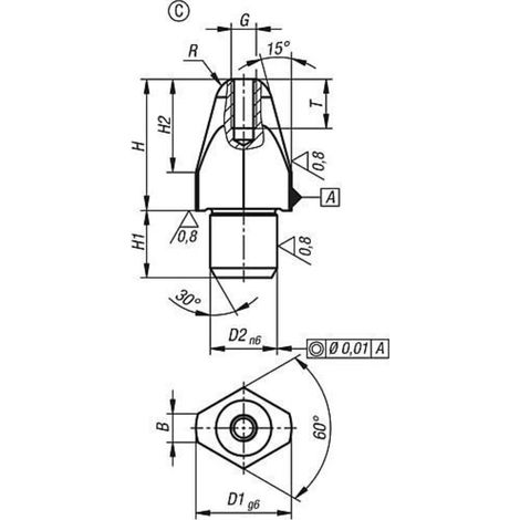 KIPP Aufnahmebolzen kurze Ausführung Form C D1=5 D2=3 H=8 Werkzeugstahl (1/3)