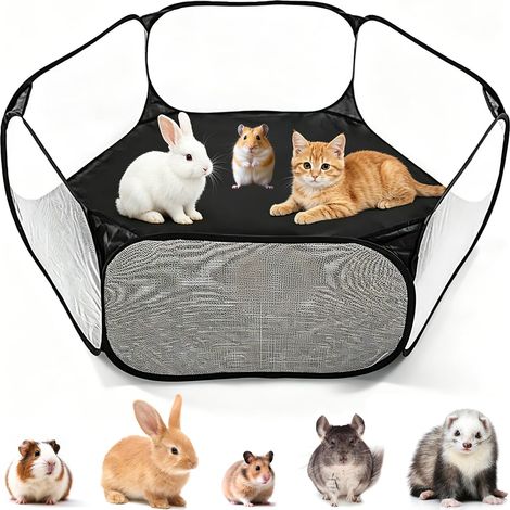Parc de jeu pour petits animaux domestiques, parc de jeu portable intérieur/extérieur pour chat, clôture pour lapins, hamster, cochon d'Inde et chinchillas (1/5)