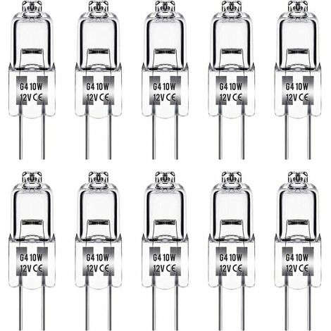 Ampoule Halogene G4, Ampoule G4 12V 10W, blanc chaud 3000K, 150LM, Intensité Variable, LampeHalogene G4, Lampe à Capsule Transparente, paquet de 10 (1/4)