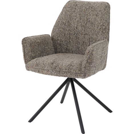 [NEUWERTIG] Esszimmerstuhl HHG-427, Küchenstuhl, drehbar Auto-Position Metall Chenille (410g/m²) Gestell schwarz, braun (1/5)