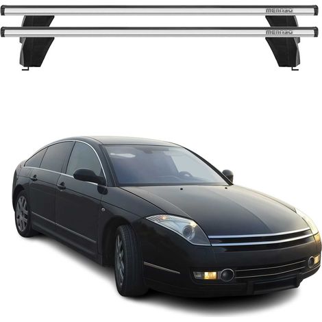 OMAC Dachträger Querträger Alu für Citroen C6 2006-2012 – Abschließbar – T-Nut – City-Crash-getestet – Max. 75 kg Silber (1/5)