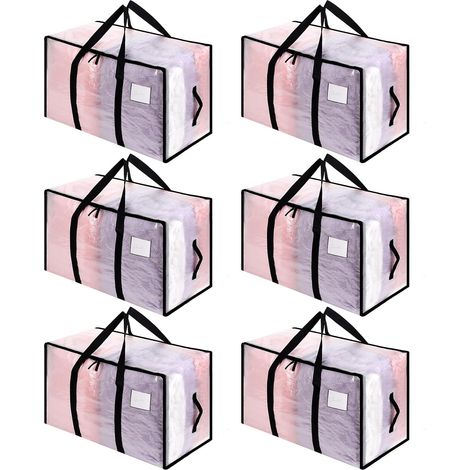 6 x 105 Litre Large Storage Bags with Lid - Clear (1/5)