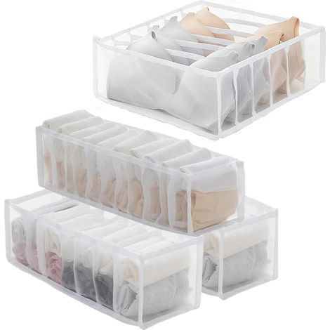 Lot de 4 organiseurs de sous-vêtements pliables - Organisateur de tiroirs - Organisateur de penderie - Boîtes de rangement pour sous-vêtements, chaussettes, cravates, ceintures (1/5)