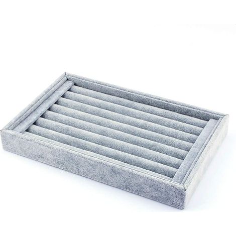 Boîte Porte-bagues, présentoir à Bijoux en Velours Organisateur de Plateau d'affichage pour bagues Boucles d'oreilles 23x15cm (1/5)