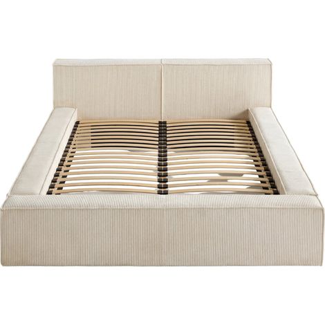 NOTO - Lit coffre petit velours côtelé 140x200cm Beige (1/5)