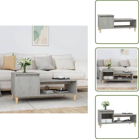 Table basse Gris béton 100x50x45 cm Bois d'ingénierie - Table Basse - Meuble TV - Table D'appoint - Table Salon - Rangement Intérieur (1/5)