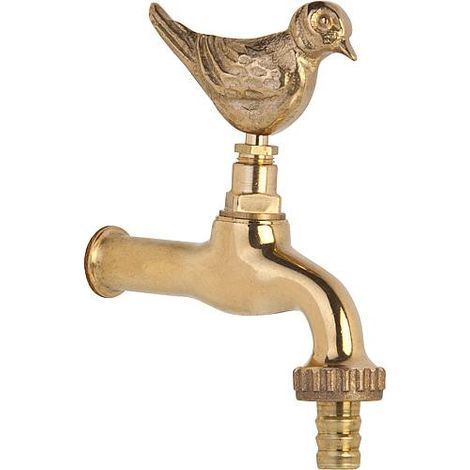 Robinet arrosage `Oiseau` laiton sans rosace, raccord flexible raccord mural 1/2" (1/2)