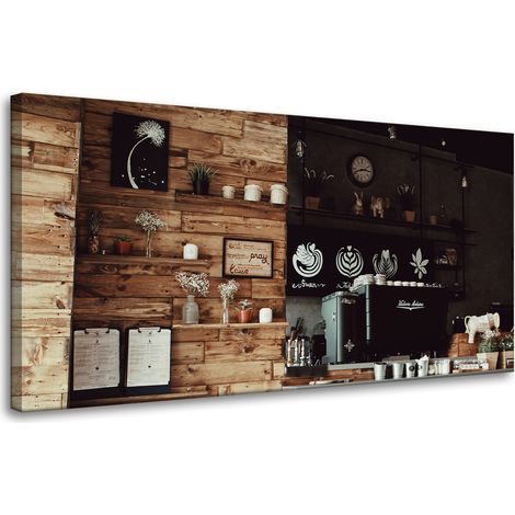 Leinwandbild „Holz-Retro-Küche“, 80 x 40 cm